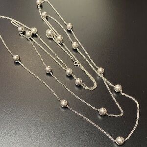 Vintage 1950’s Sterling Silver Ball chain 60” long Necklace